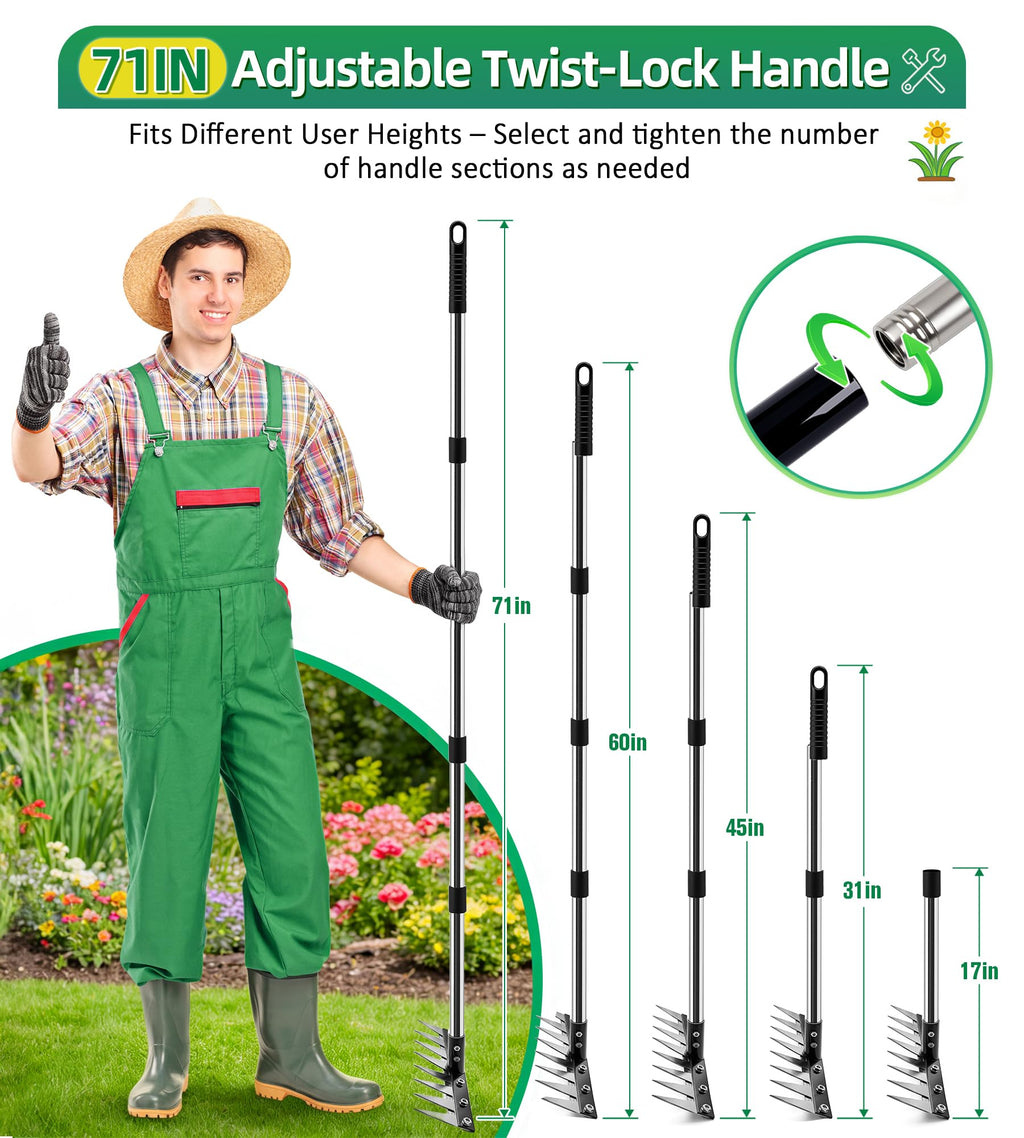 Weeding Rake Puller Tool for Garden,Heavy Duty Iron Weed Puller Cutter Tool