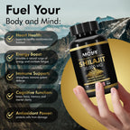 Organic Shilajit with Fulvic Acid, Humic Acid, 85+ Minerals- Gold Grade Plus - Same as Resin - Energy, Stamina, Brain Support - 120 Capsules - Made in The USA