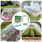 Garden Netting Kit for Raised Beds, Ultra Fine Garden Mesh Netting 8x20ft & 5 Sets Garden Hoops with Clips, Row Cover Net Protection Plant Covers Set for Greenhouse Vegetable Fruits Flowers Barrier