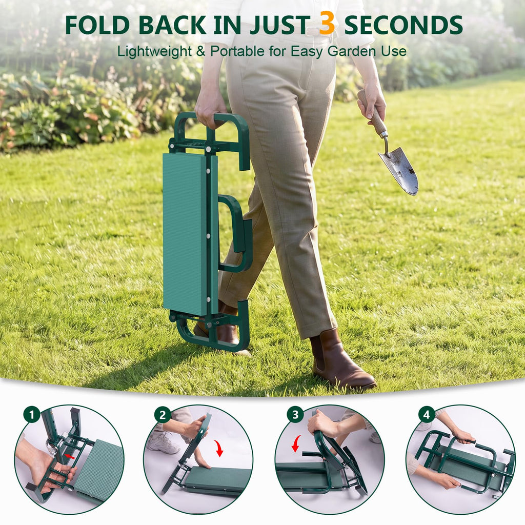 AUROPEAK Garden Kneeler and Seat, 7-Level Adjustable Stool with Handles