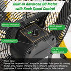 blessny 18" Large Solar Rechargeable Floor Fan for Home Gazebo Greenhouse