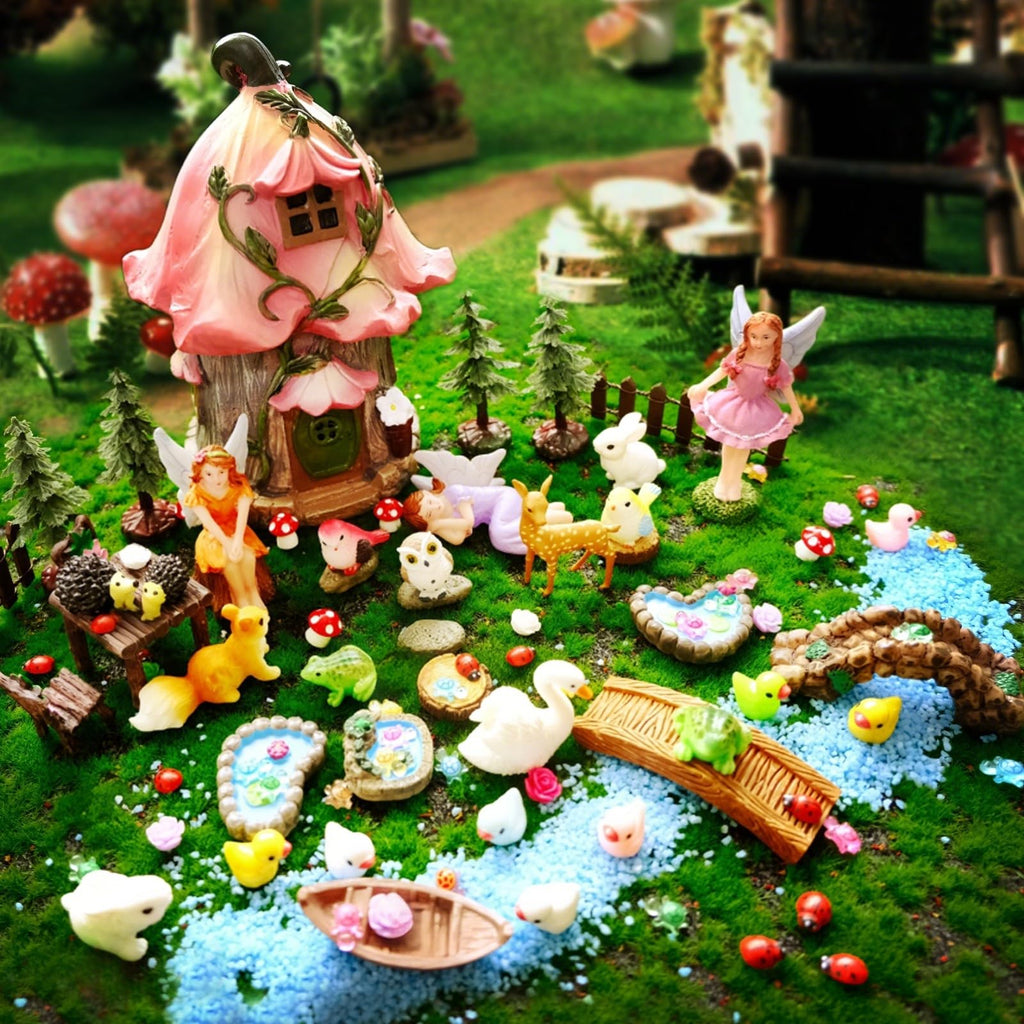 115Pcs Fairy House Kit Mini Fairy Garden Accessories Outdoor Supplies Decor