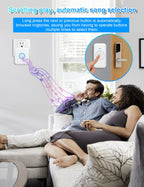FOVKSUC Wireless Doorbell, Classroom Doorbell, with 60 Chimes 5 Levels Volume and LED Flash, 1000ft Range Waterproof Door Bells for Homes Office Hospital (2 Receivers + 1 Button, White, U.S. Plug)
