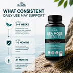HerbaMe Organic Sea Moss Supplement with Bladderwrack & Burdock Root, Irish Moss with Black Pepper Extract, Daily Mineral Support for Energy & Wellness, Immune Support for Men & Women, 150 Capsules