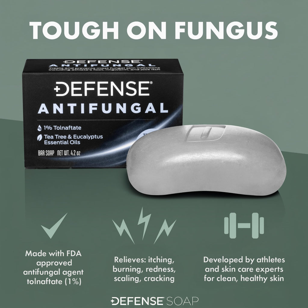 Defense Antifungal Bar Soap | Jock Itch, Ringworm, Athlete's Foot, Skin Fungus | Medicated Anti Fungal Treatment (One Bar, No Case)