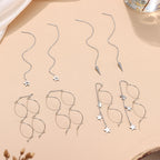 HAIAISO 8 Pairs Threader Dangle Earrings for Women 316L Stainless Steel Chain Tassel Earrings Lightweight Double Twist Wave Threader Drop Earrings Long Chain Earrings Set