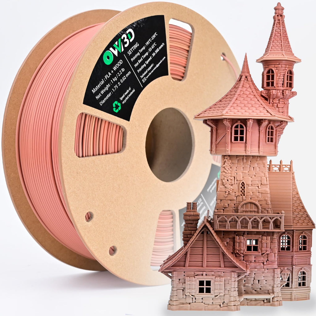 OVV3D PLA Filament Wood PLA, 3D Printer Filament Gradient Multicolor Wood PLA Filament 1.75mm +/- 0.02mm 1kg(2.2lbs) Add 20% Real WoodFiber