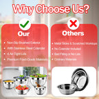 DUTZUN Mixing Bowls with Strainer, Mixing Bowl with Lids Set, Stainless Steel Mixing Bowls, Kitchen Gadgets 2025 Salad Bowls with Strainer for Mixing & Preping & Baking, Multicolor