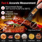 TempPro TP605 Instant Read Meat Thermometer for Cooking, Waterproof Digital Food Thermometer with Large Backlit LCD, Kitchen Thermometer for Grilling, Smoking & Candy Making (Previously ThermoPro)