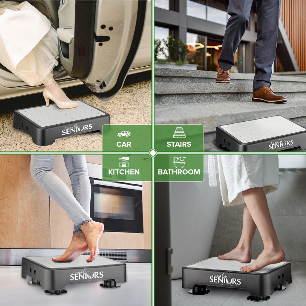 Small Step Stools for Adults - Small Mobility Aid for Seniors - Portable Heavy Duty Plastic Step Platform & Bed Steps for High Beds for Adults - Assist Device for Kitchen Bathroom Toilet - Kids Stool