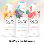 Olay Body Wash for Women, Fresh Radiance, Refreshing & Renewing, Made with Plant Based Cleansers, B3 Botanical Complex, For All Skin Types, Birch Water & Lavender Scent, 22 fl oz (Pack of 4)