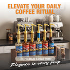 Syrup Pump, Compatible with 750ml Torani, DaVinci & Skinny, 6-Pack, Gold