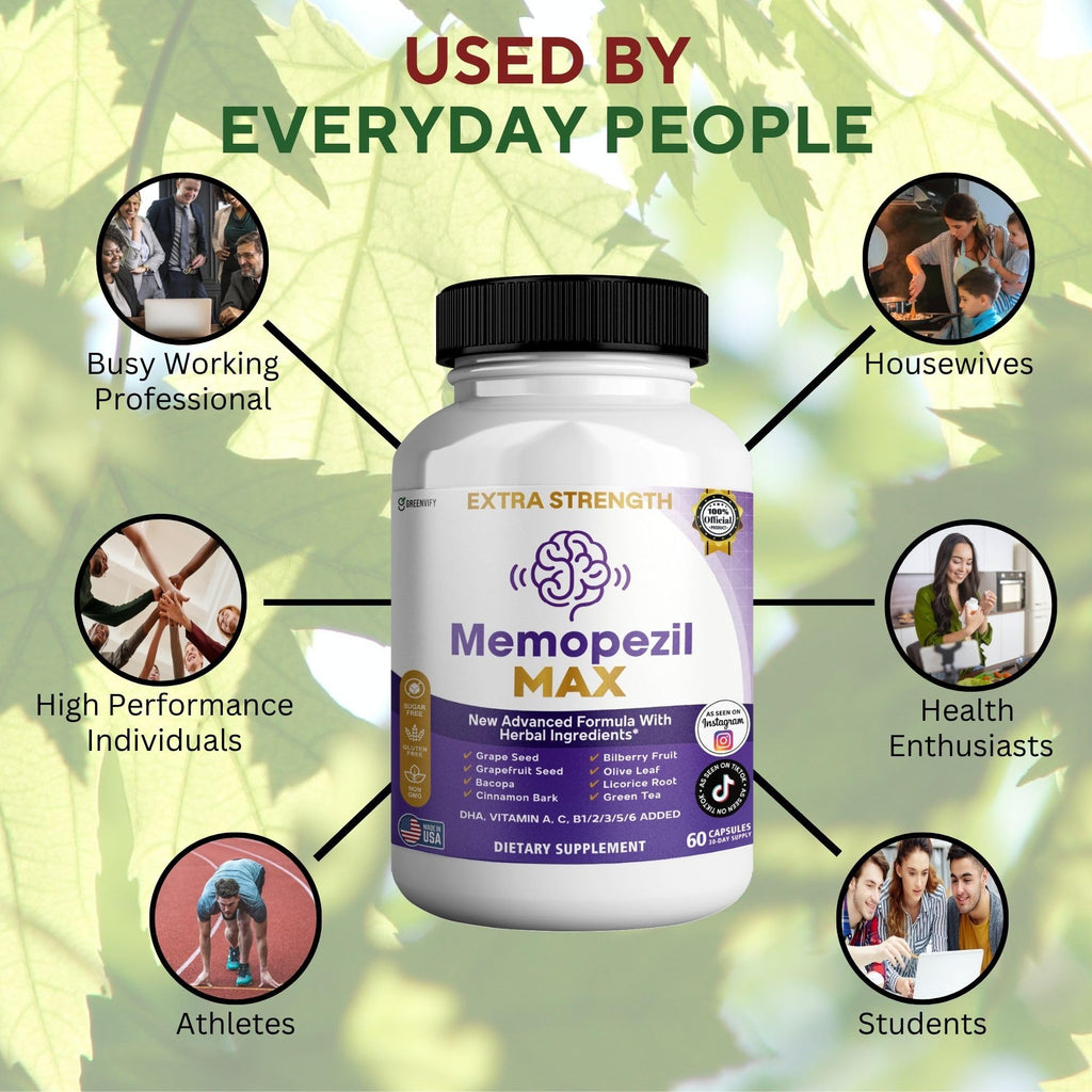 Memopezil MAX Brain Supplement, 60 Capsules, with Bacopa, Green Tea, Grape Seed, DHA (2)