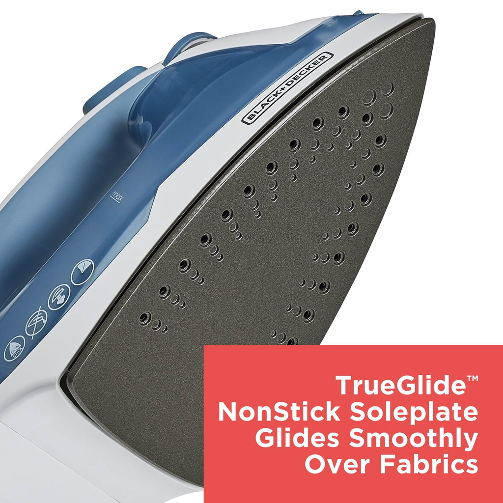 BLACK+DECKER Easy Steam Compact Iron for Clothes, Automatic Shutoff, Nonstick Plate, Light Weight, 1200 Watts