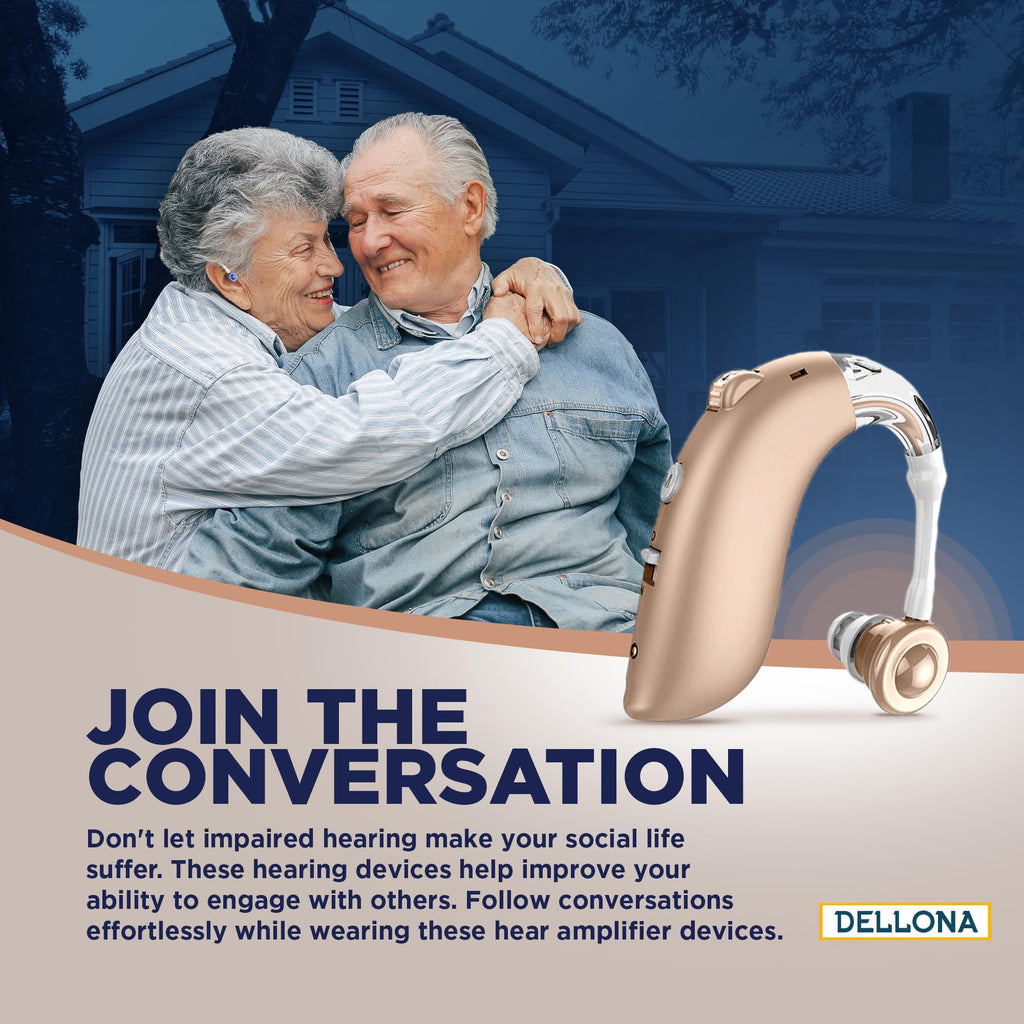 DELLONA Hearing Aids for Seniors, Hearing Aids Rechargeable for Seniors Severe Hearing Loss with Intelligent Noise Reduction (Pair) 4 Modes - Comfortable Wearing OTC Hearing Aid, PSAP