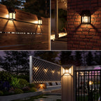 Jyoiat Outdoor Solar Wall Lights - Solar Waterproof Brighter Porch Square Lights with 3 Modes & Motion Sensor Front Fence Lantern Lights for Outside,Backyard,Garage Decorative (4 Packs)