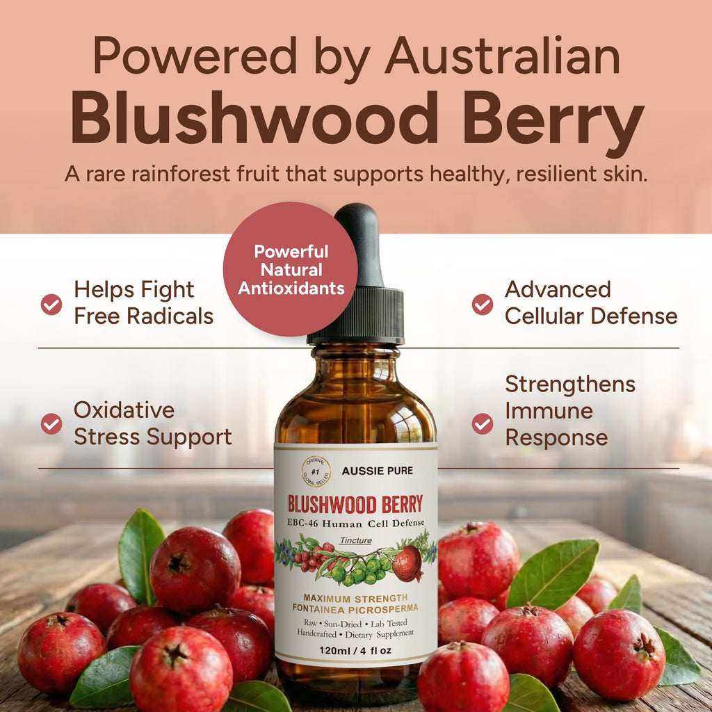 Aussie Pure Blushwood Berry EBC-46 Human Therapy Tincture – Immune & Cell Defense Supplement – Natural Antioxidant – Alcohol-Free, Vegan Glycerin Formula – Oral & Topical Use – 120ML