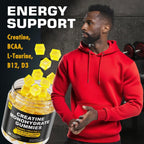 EnvyCure Creatine Monohydrate Gummies for Men & Women - with BCAA, Collagen Peptides, L-Taurine, Vitamin B12, D3, Creatine Monohydrate 5000mg (5g) Per Serving, Lemon Flavor, Sugar Free, 1 Pack