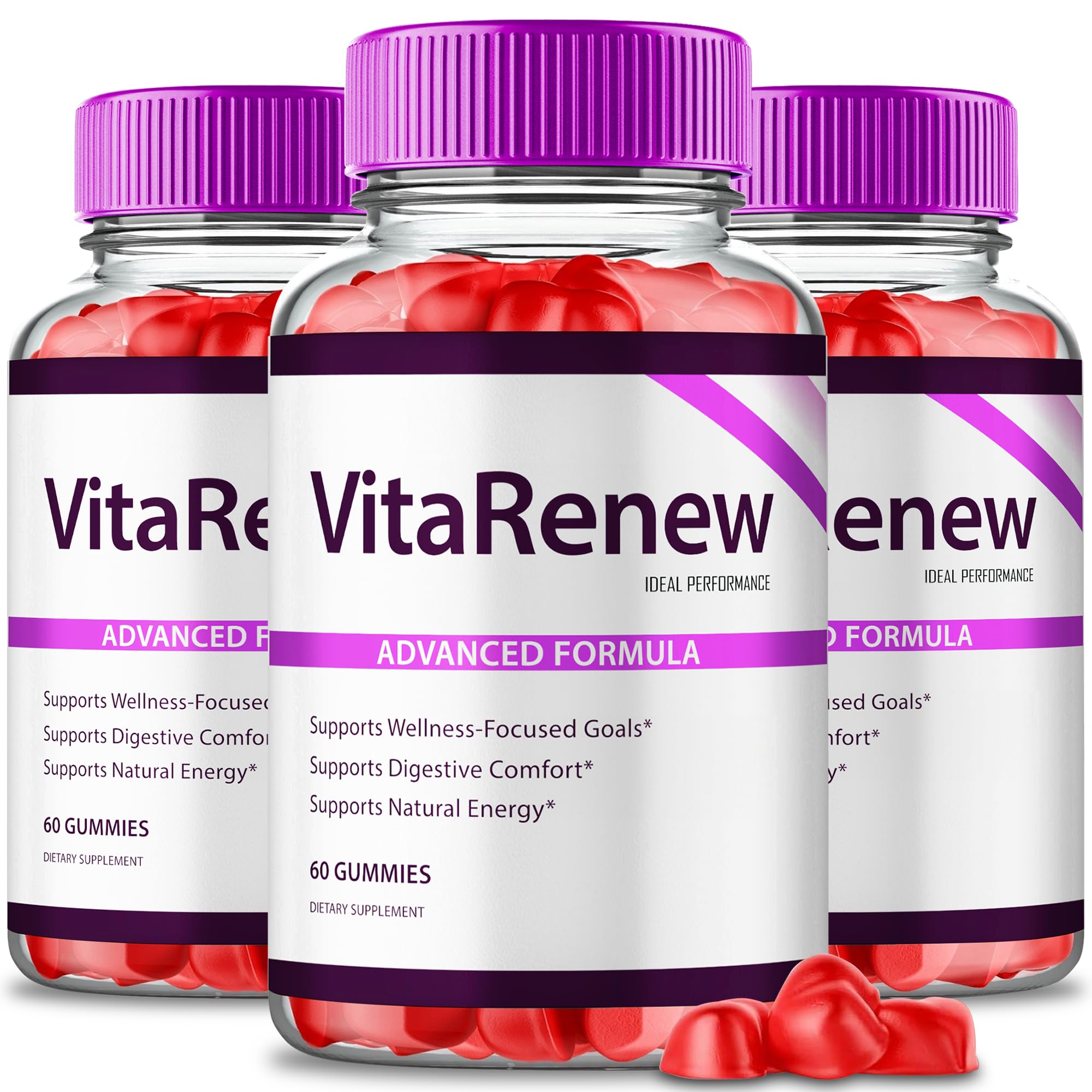 VitaRenew Advanced Gummies for Skin Health, VitaRenew Gummies for Skin Health - Maximum Strength, Keto+ ACV Gummys, All Natural Support Formula Keto+ACV, Vita Renew Gummy Reviews (3 Pack)