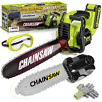 Pandapop Kids Gardening Tools Set, 2 in 1 Toy Chainsaw with Realistic Sound