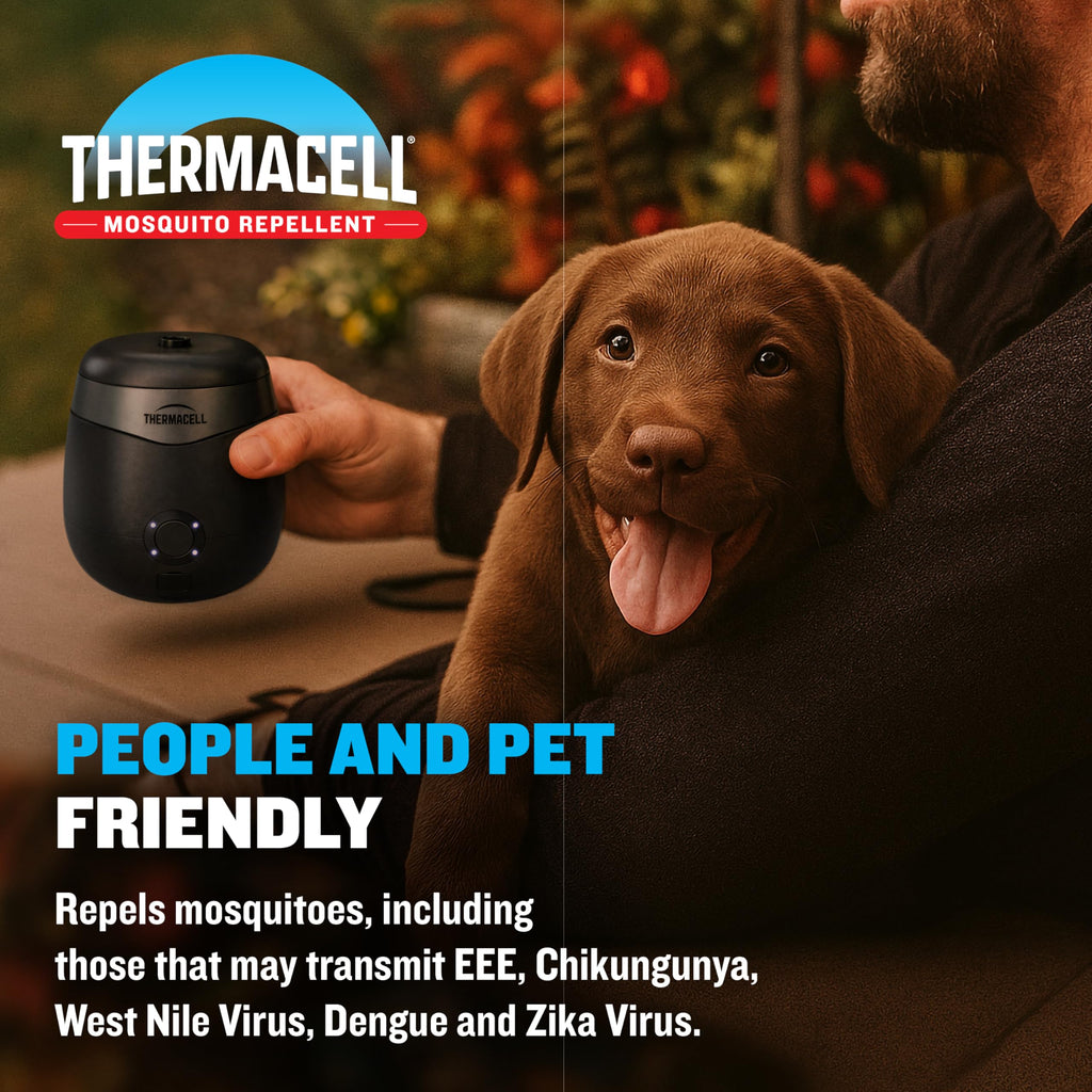 Thermacell E-ZoneGuard Patio Rechargeable Mosquito Repeller with 20-Foot Zone of Scientifically Proven Outdoor Protection; 9-Hr Battery; 12-Hr Refill; Bug Spray Alternative; DEET-Free