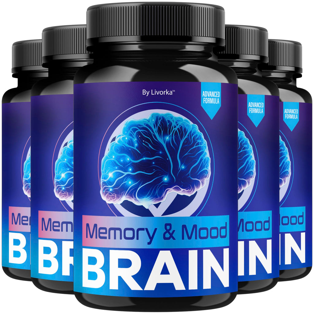 (5 Pack) Memory Mood and Brain Capsules - Official Daily Support Brain Health Supplement Pills Advanced Formula, Memory & Mood Brain & Memory Focus Reviews, 300 Capsules for 5 Months