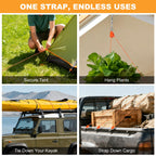 Longer 14ft Retractable Paracord Rope Tie Down Ratchet Strap Small Straps Mini Rope Cam Lock Tent Canopy Tie Down Adjustable Outdoor Windproof Tightener Tensioner Hanger Grow Light 4 Pack 1/8"