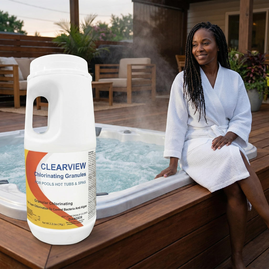 ClearView Chlorine Granules 2.2 Lbs for Swimming Pools, Pool Chlorine Shock Granular Sanitizer for Spas, Fast Dissolving Chlorinating Granules for Hot Tubs