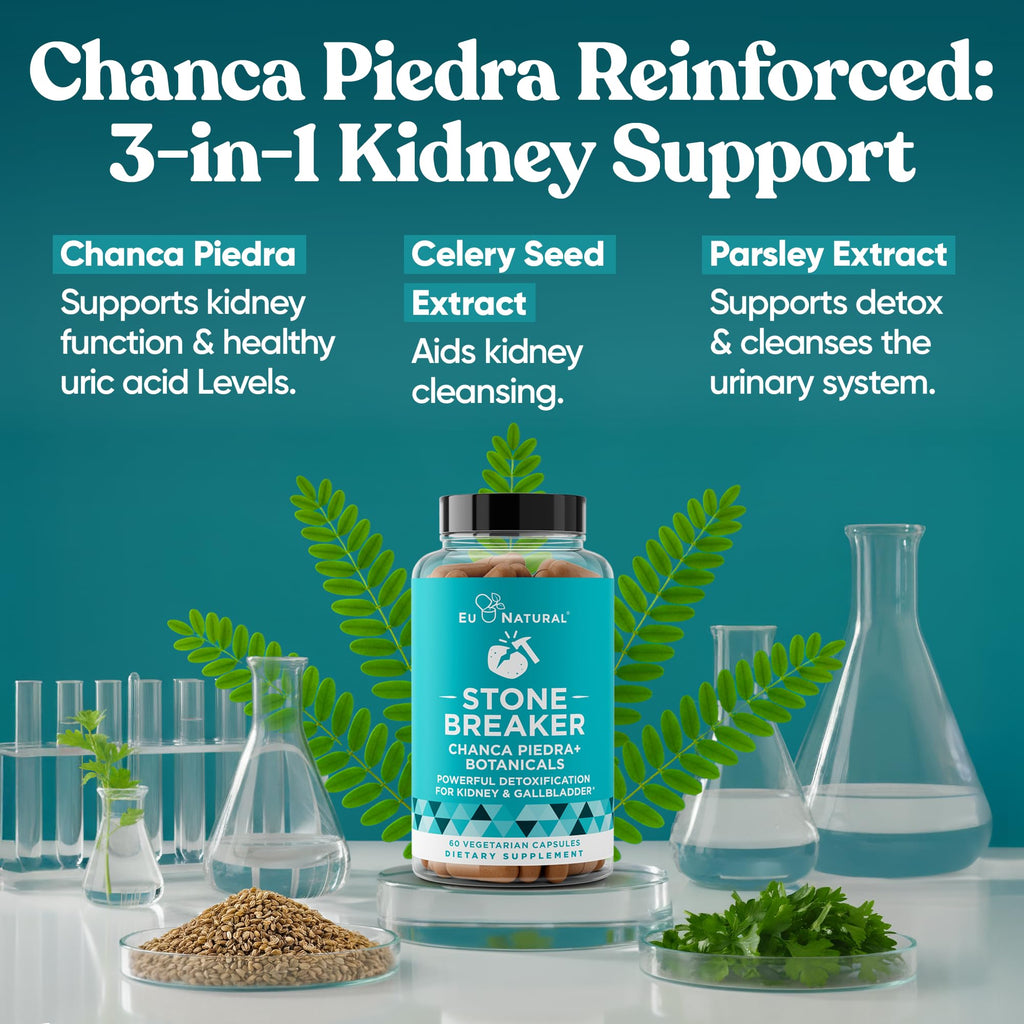Chanca Piedra Stone Breaker - The Original Stone Breaking Formula with Celery Seed & Parsley - Supports Kidney, Gallbladder & Urinary Tract Cleansing to Help Flush Impurities - 60 Vegetarian Capsules