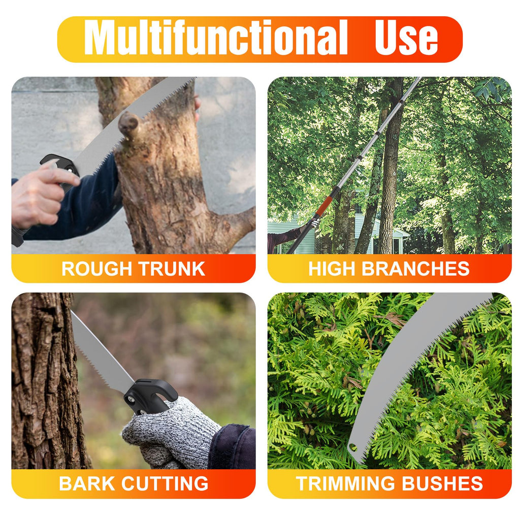 LAANPOLE 26FT Pole Saw, Telescoping Tree Trimmer with 5-20FT Extension Pole, Manual Branches Pruner for Backyard, Orange