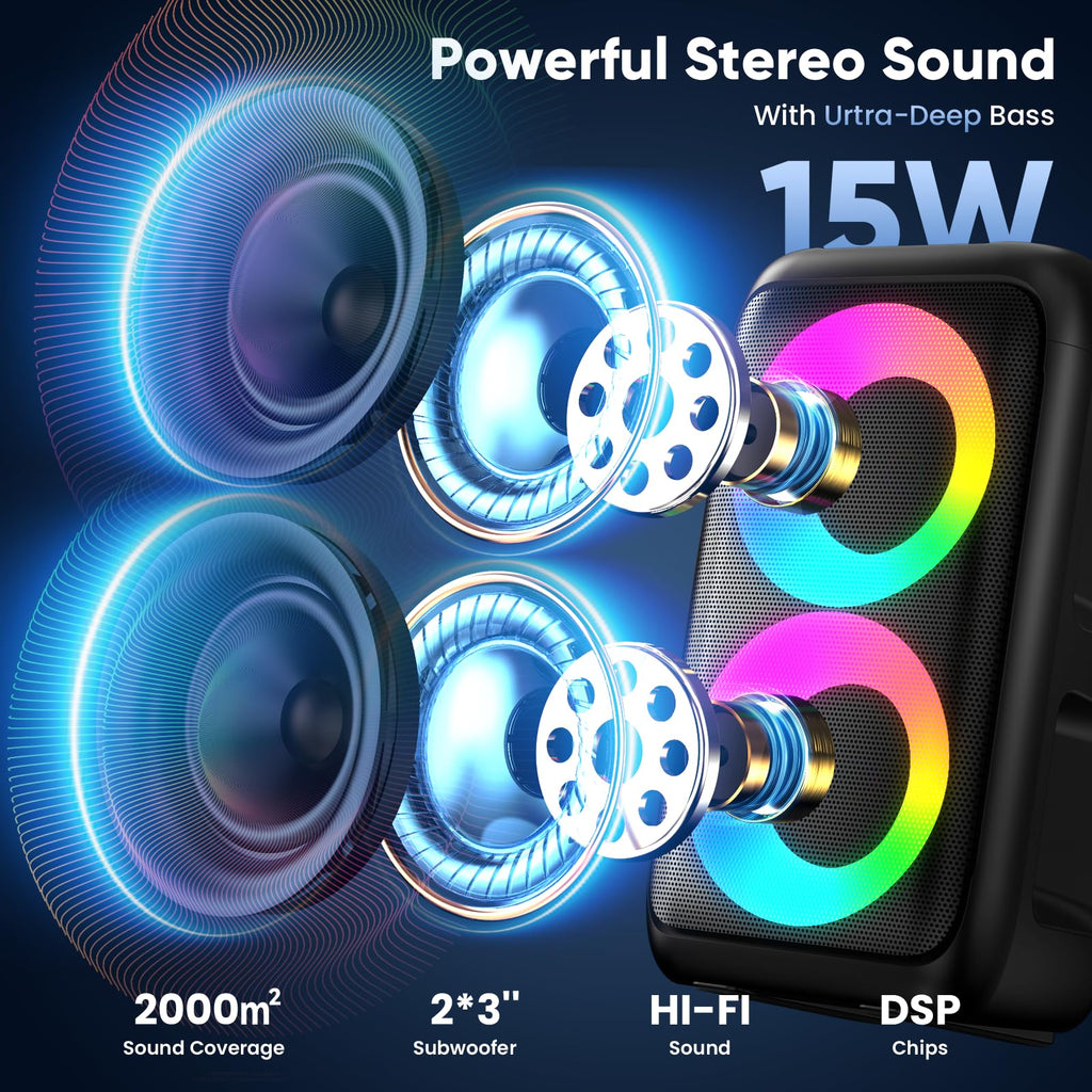Karaoke Machine, Bluetooth Speaker with 2 Wireless Microphones Adults Kids