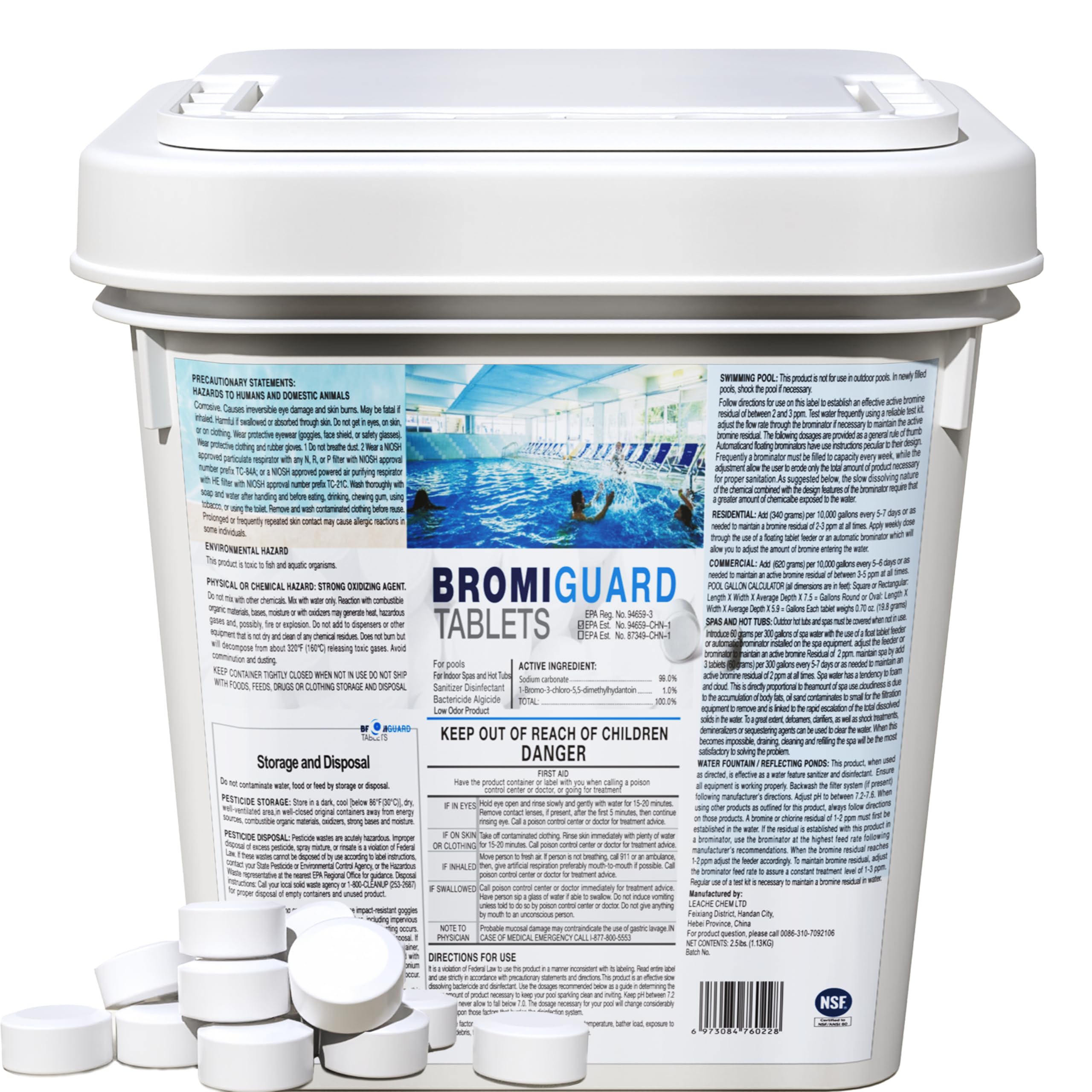 1 Inch 2.5Lbs Bromine Tablet Sanitizer for Spas, Hot Tubs, or Swimming Pools - Pre-Stabilized, Low Odor, Chlorine Alternative