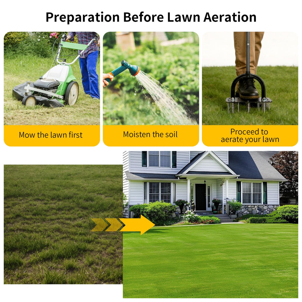 Uojim Lawn Aerator, 15x3 Solid Steel Tines for Efficient Aeration, Dual-Spring Auto-Clean to Prevent Clogging, 38" Ergonomic T-Handle & Wide Foot Pedal Used for Courtyard,Garden,Patio