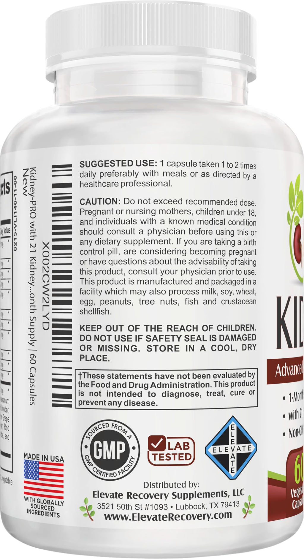Kidney-Pro: with 21 Kidney Health Support Supplements in 1 Formula | Men & Women | Health Supplement Complex | 1-Month Supply | 60 Capsules