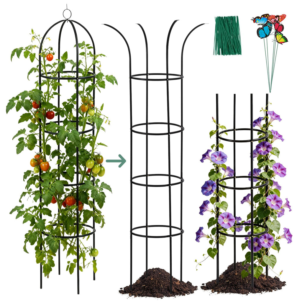 100% Metal Obelisk Garden Trellis 6.6 Feet Tall Sturdy Plant Support