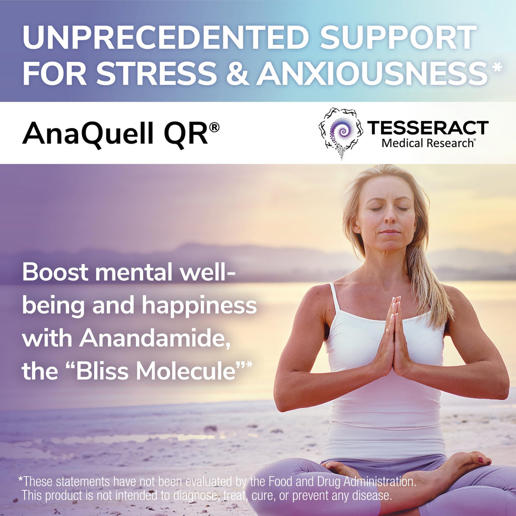 Tesseract Medical Research AnaQuell QR, Stress Relief & Mood Support Supplement, Quick Release L Citrulline & Anandamide, Helps Manage Anxiousness, 90 V-Caps