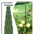 Xiny Tool Garden Stakes, 25 Pack Steel Plant Garden Tomato Stakes with Plastic Coat for Climbing Plants (25 Pack 58 Inch)