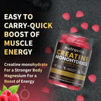 Nutravita Creatine Monohydrate Gummies for Men & Women-5g of Creatine Monohydrate per Serving - Sugar Free,Vegan, Raspberry Flavor, 120 Count