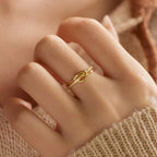 925 Sterling Silver Cubic Zirconia Heart Knot Rings for Women Girls