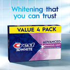 Crest 3D White Advanced, Teeth Whitening Toothpaste for Adults, 3.7 oz, 4 Pack, Cavity Protection Fluoride Toothpaste, Strengthens Enamel, Travel Size Toiletries