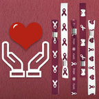 WANDIC 30 Pcs Burgundy Ribbon Bracelets, 5 Style Polyester Single Side Adjustable Multiple Myeloma Awareness Support Wristband for Event Fundraising, 6.89 * 0.59 * 0.07, no Gemstone