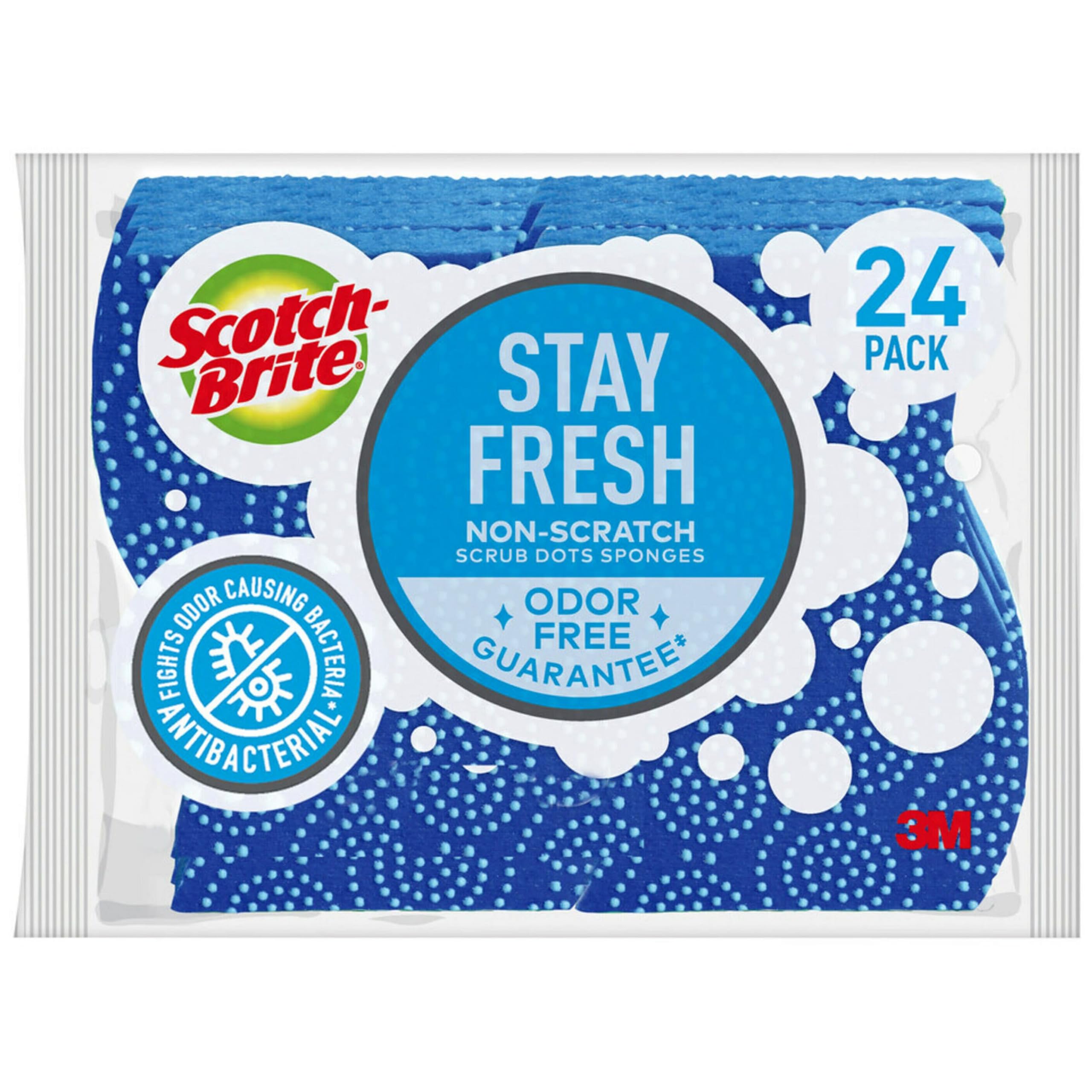 Scotch-Brite Scrub Dots Non-Scratch Scrub Sponges, Sponges for Cleaning Kitchen, Bathroom, and Household, Non-Scratch Sponges Safe for Non-Stick Cookware, 24 Scrubbing Sponges