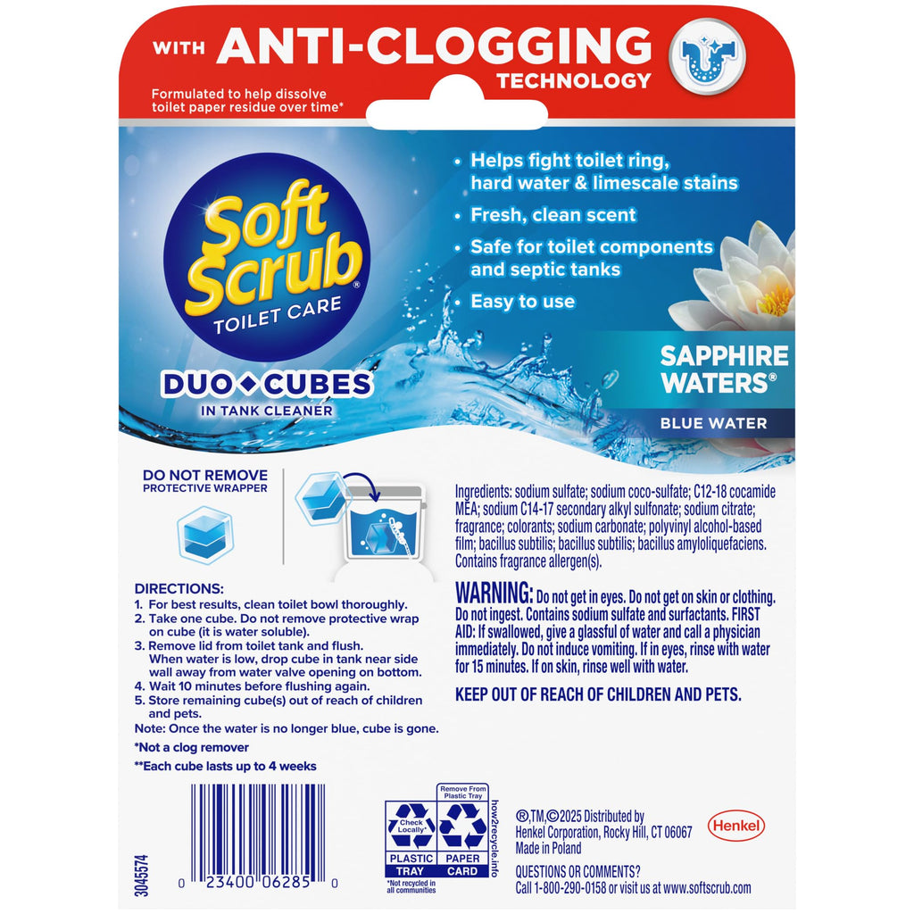 Soft Scrub DuoCubes In-Tank Toilet Cleaner, 2ct, Sapphire Waters (7 Pack)