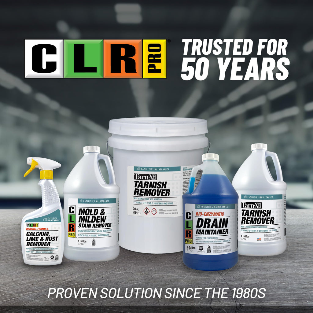 CLR PRO Heavy Duty Bleach-Free Mold and Mildew Stain Remover, 1 Gallon Bottle, Unscented Multi-Surface Stain Remover, Works on Tile, Wood, Concrete, Glass and More
