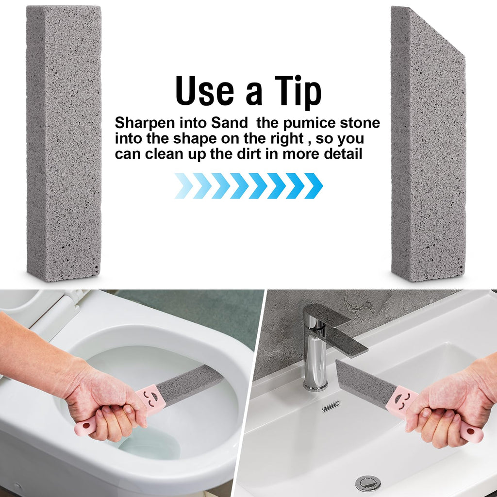 Navona 68 Pack Pumice Stone Scouring Sticks with 8 Universal Handles, Grey Pumice Cleaner for Toilets, Bathrooms & Multi-Surface Hard Water Stain and Limescale Removal