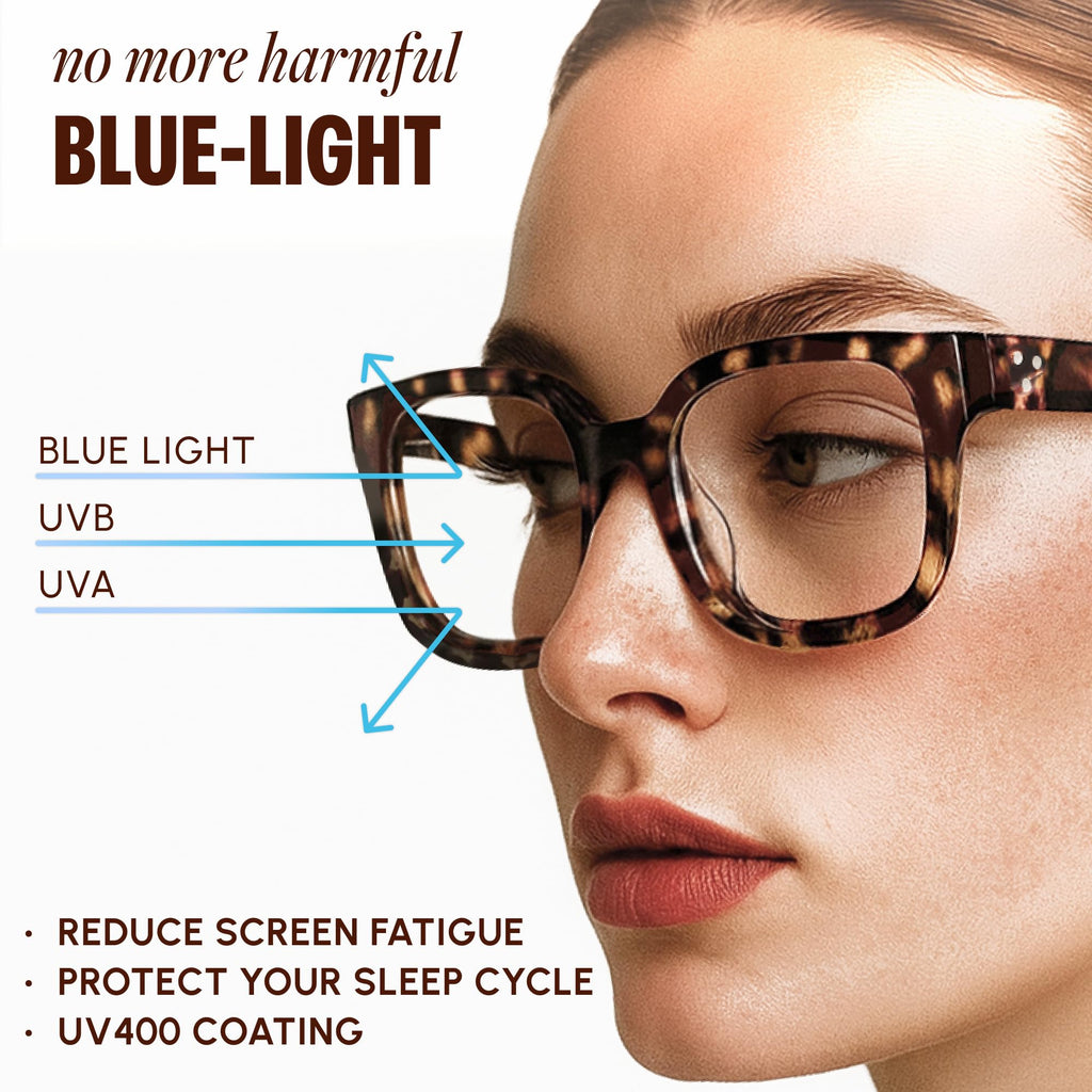 IBOANN Oversized Blue Light Glasses for Woman, Funky Fashion Glasses With Preppy Look, Reduce Screen Fatigue Computer Glasses