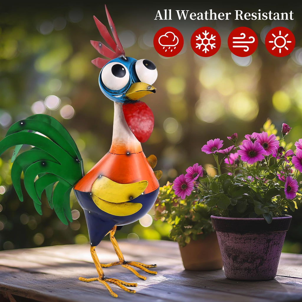 Ratuor Large Metal Rooster Decor Garden Statue Chicken Yard Art Kitchen Outdoor Decoration Gifts for Women Mom