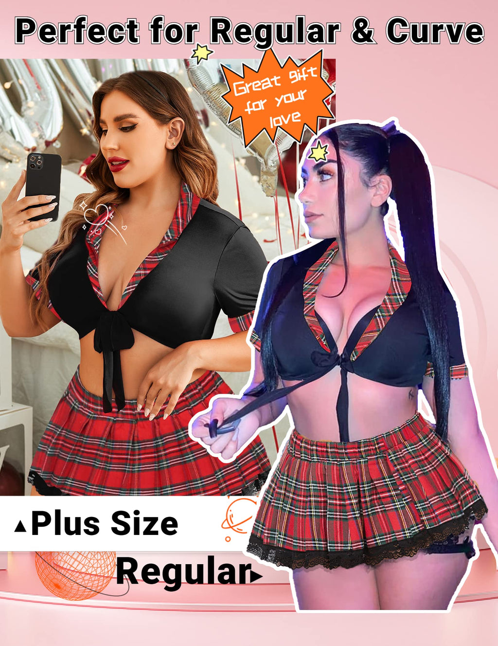 ADOME Women's Lingerie Sexy Halloween Lingerie Set 2 Piece Naughty Outfits