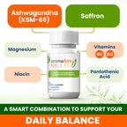 Ashwagandha KSM-66 & Saffron Supplement | Stress Relief, Mood & Emotional Balance | Vitamin B & Magnesium | Natural Pills for Mental Relaxation | 30 Capsules | AnimaFort Multi