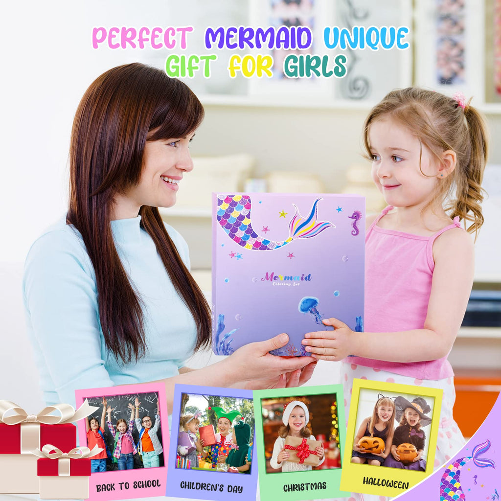 MAIGOZON 56 Pcs Scented Markers Art Supplies for Kids 4-8, Mermaid Toy Gift